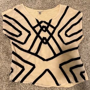 Sheer front Geometric Blouse